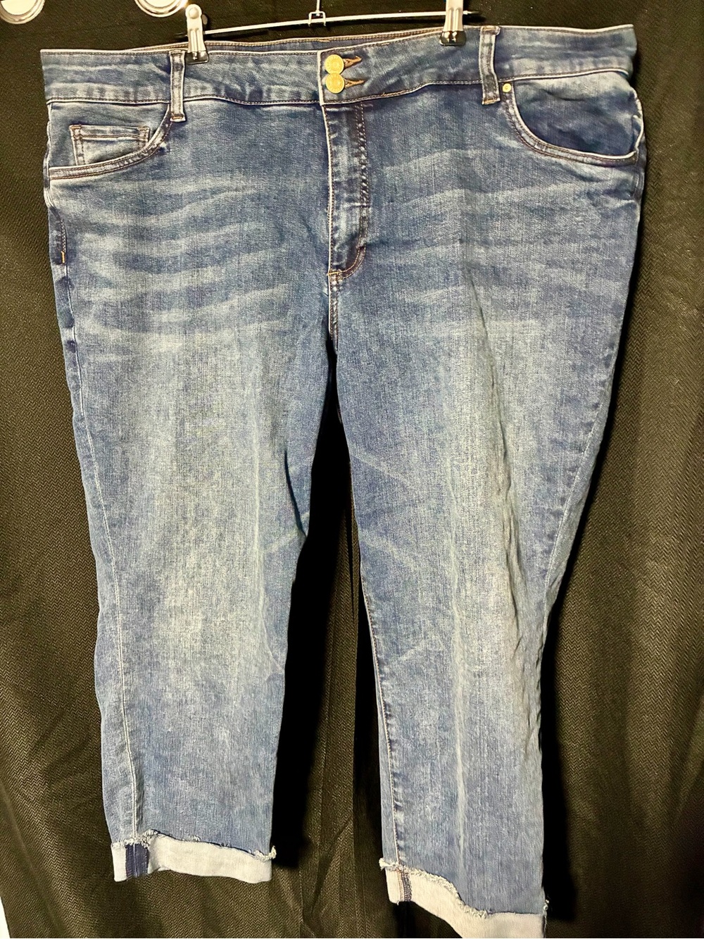 Women’s Cuffed Blue Denim Jeans - 20W